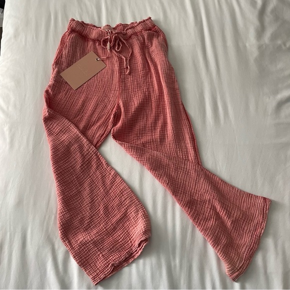 NWT Pink Linen Drawstring Pants - Picture 4 of 4